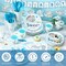 405 Pcs Baby Shower Tableware & Decor Set - Serves 50 Guests (Blue, Elephant)